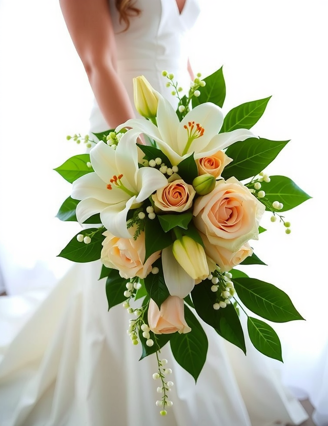 Düğün çiçekleri Ankara - Zarif beyaz zambaklar ve inci aksesuarlar